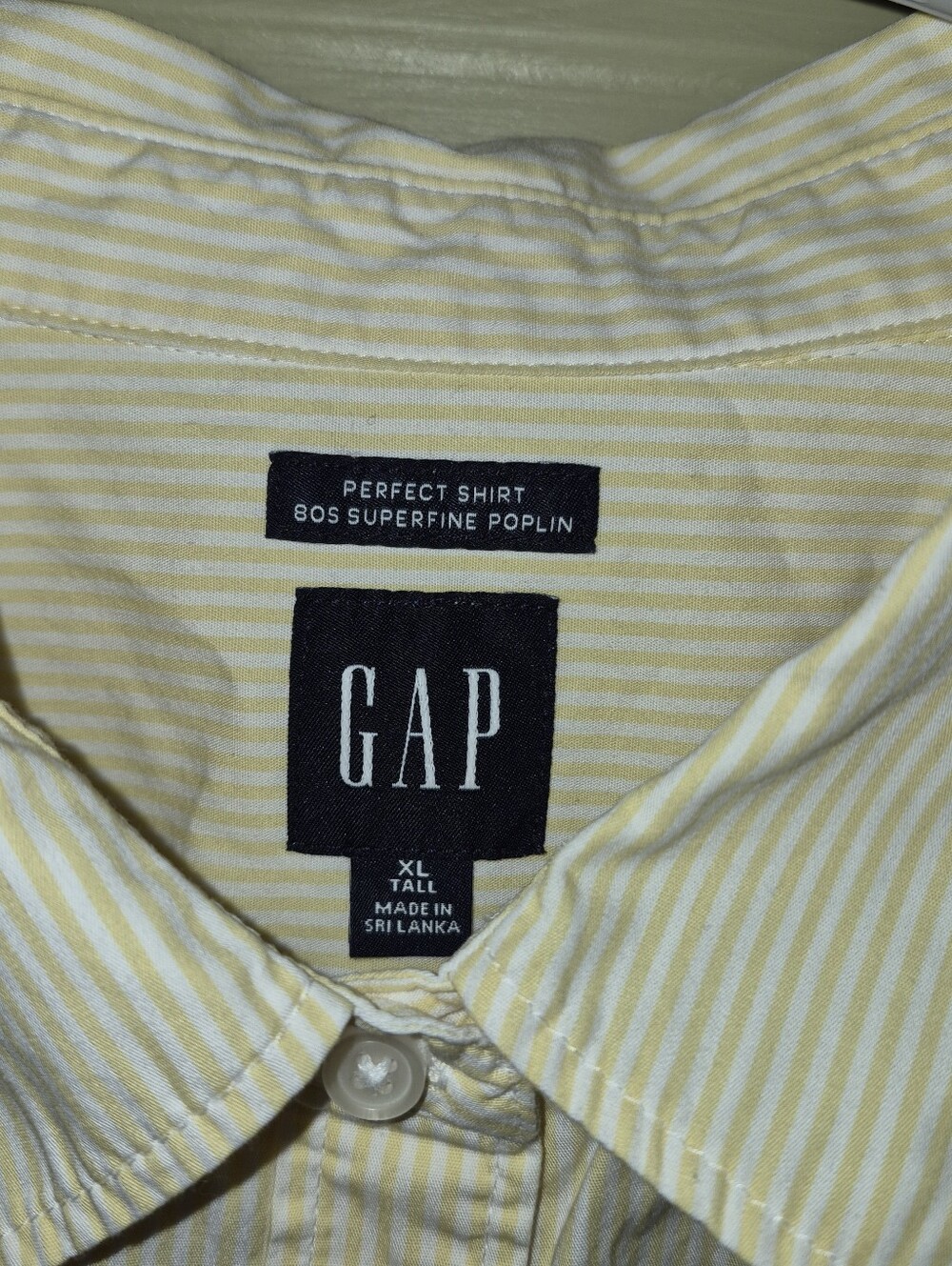 GAP Pale Yellow Striped Lightweight Cotton Casual Button Down Shirt - Picture 3 of 4